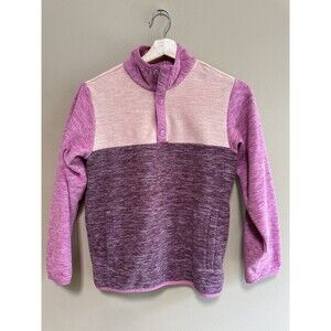 Hanna Andersson Heathered Polar Fleece Pullover Girls 140 cm Size 10 Pink Mauve